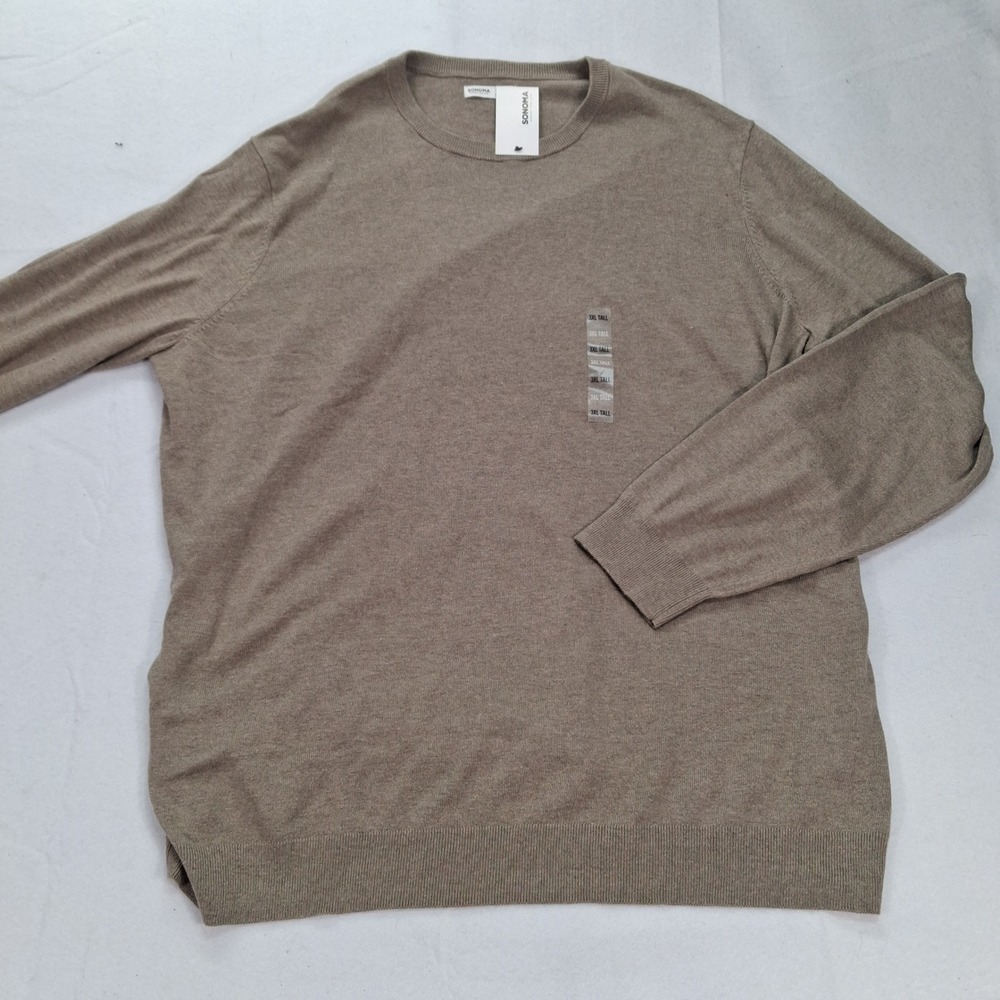 Sonoma Sweater Mens 3XL Tall Crewneck Brown Heathered NEW